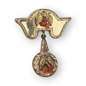 Antique Victorian Red Coral Brooch Gold Filled Flower Leaf Berries Motif 1800s